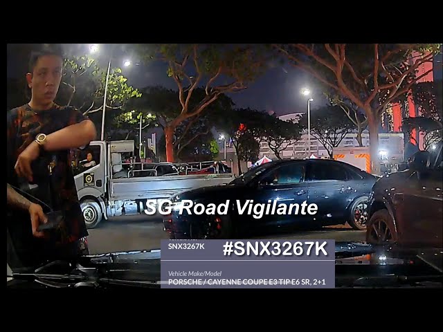 marina bay porshec macan pretend to leave contact after spotted by bypasser