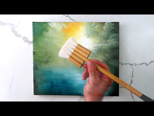 Swan Pond in Bright Sunshine | Landscape Art | Oval Brush Technique | Acrylics