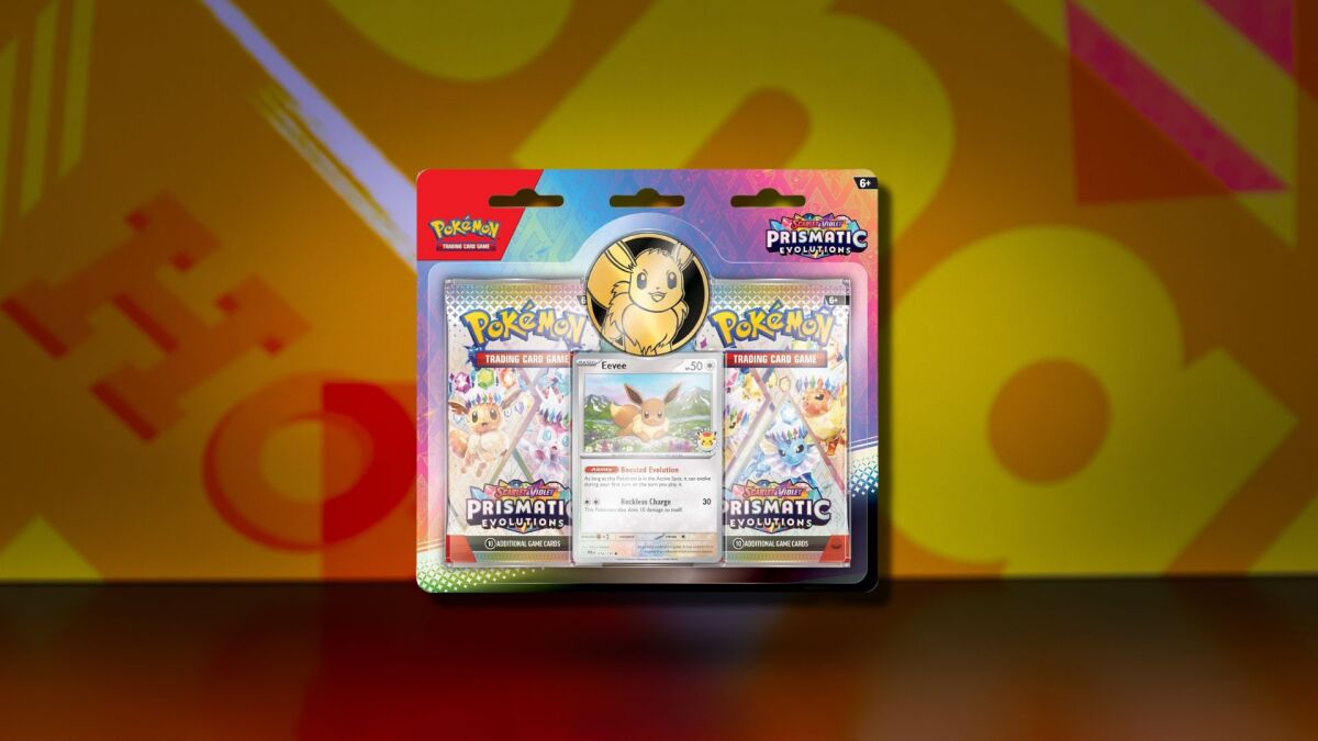 Save almost $5 on the Pokémon TCG Prismatic Evolutions Eevee 2-pack blister