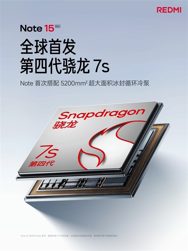 全球首发!REDMI Note 15 Pro+用上第四代骁龙7s:应用切换稳定性大增100%