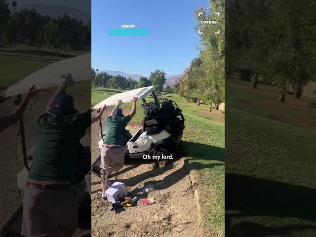GOLF CART DRIVES INTO BUNKER
