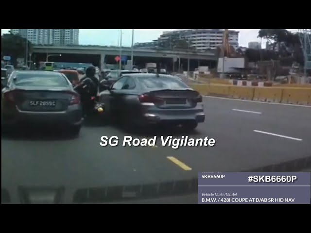 ang mo kio ave bmw unable to keep in lane sidewipe p plate motorcyclist