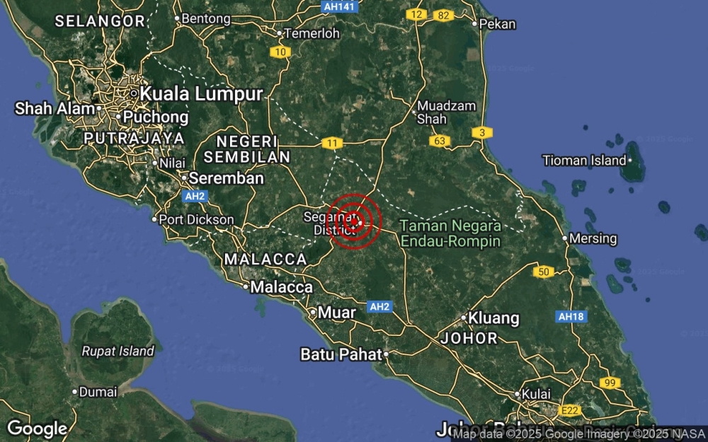 Segamat shaken by 2.7 magnitude earthquake, sixth tremor in a week
