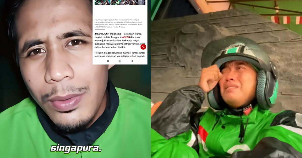 Indonesian delivery riders tear up thanking Singapore, Malaysia netizens for sending them food