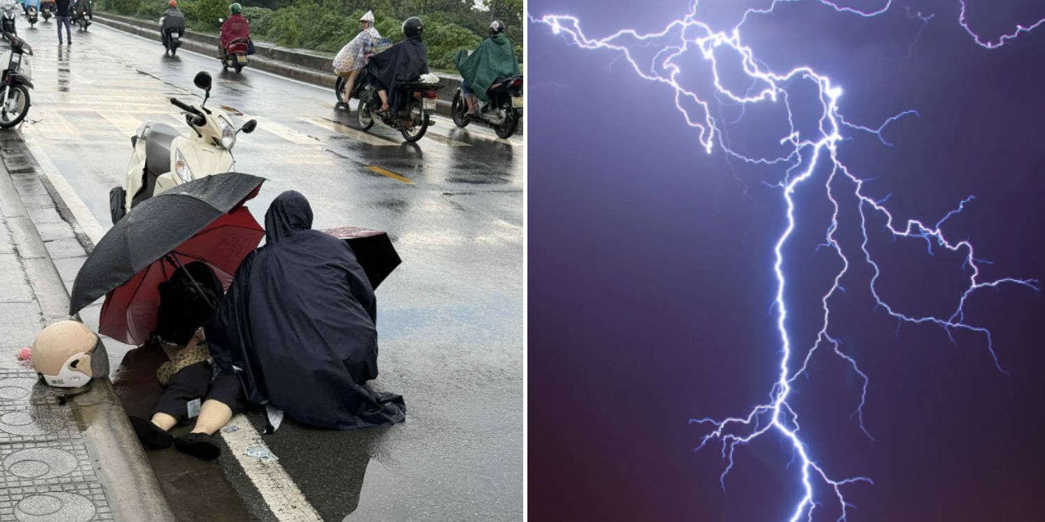 Woman in Vietnam killed by lightning strike during thunderstorm, helmet Split in half