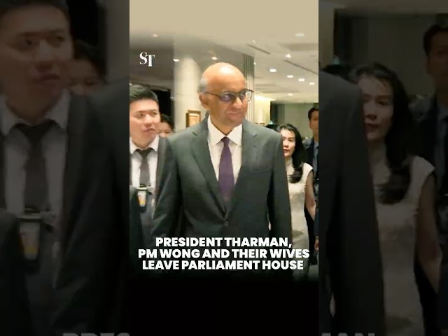 President Tharman, PM Wong and their wives leave Parliament House