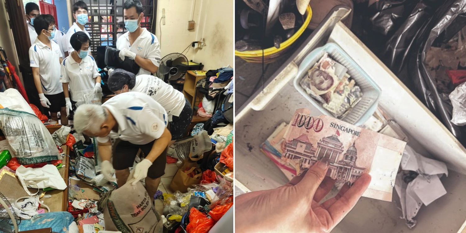 Volunteers found $1,000 note and other bank notes in cluttered HDB flat BUT... ​😨​