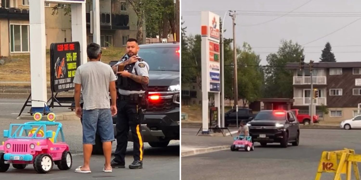 Man in Canada loses licence for driving barbie toy jeep during morning rush hour