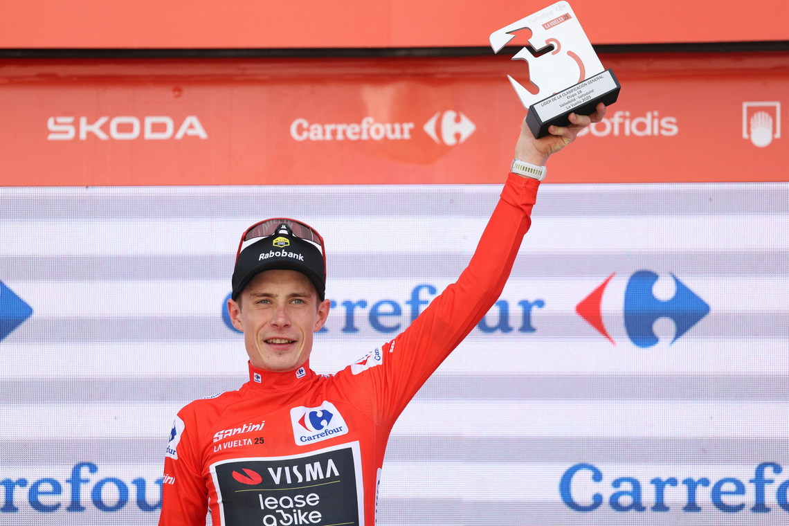 Cycing-Vingegaard celebrates Vuelta win in car park, atop drinks cooler