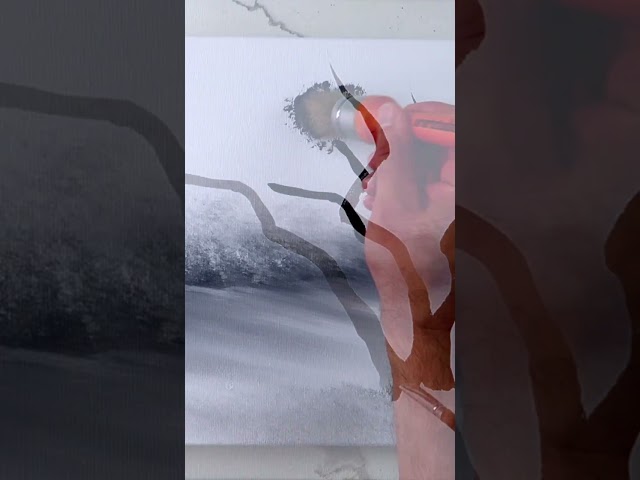How to paint a WINTER TREE covered in snow #winterart #paintingtechniques #acrylicpainting #art