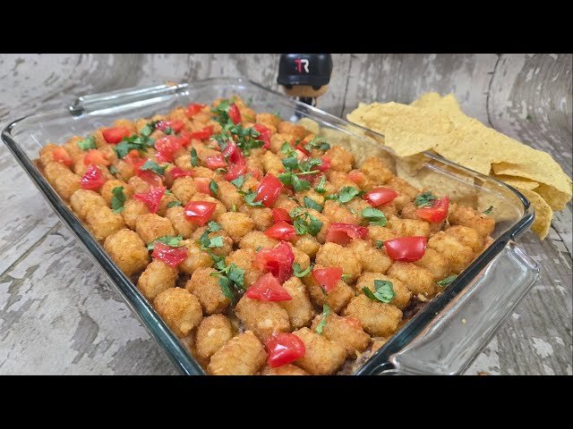 Loaded Tater Tot Taco Dip – The ULTIMATE Game Day Appetizer! 🧀🔥
