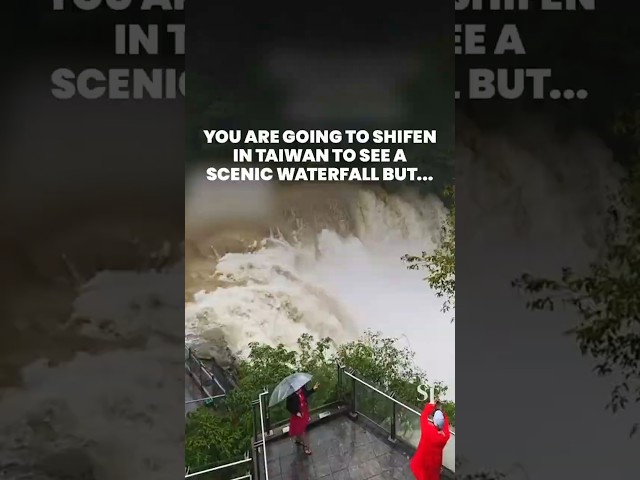 Heavy rain triggers rare waterfall surge in Shifen