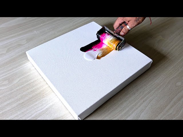 Easy Acrylic Painting / Abstract Painting Using Rubber Roller / 365 Days Challenge / Days #014