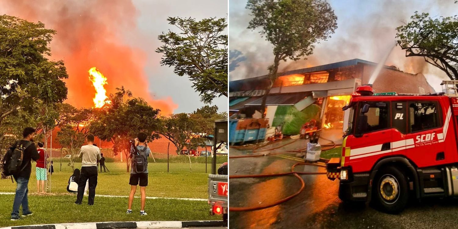 Large fire breaks out at eunos industrial estate, put out by SCDF over 5.5 Hours later