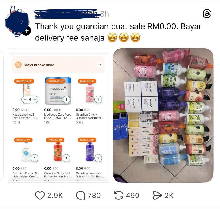 Social Media Goes Wild Over RM0.00 Guardian X GrabMart “Offer” – Was It Promo Or Glitch?