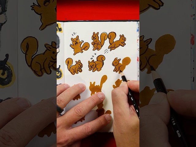 Sketchbook challenge - squirrels!!! 🐿️  #artforkidshub #howtodraw ￼