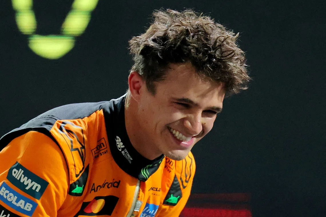 F1 leader Norris on pole in wet Las Vegas with Piastri fifth