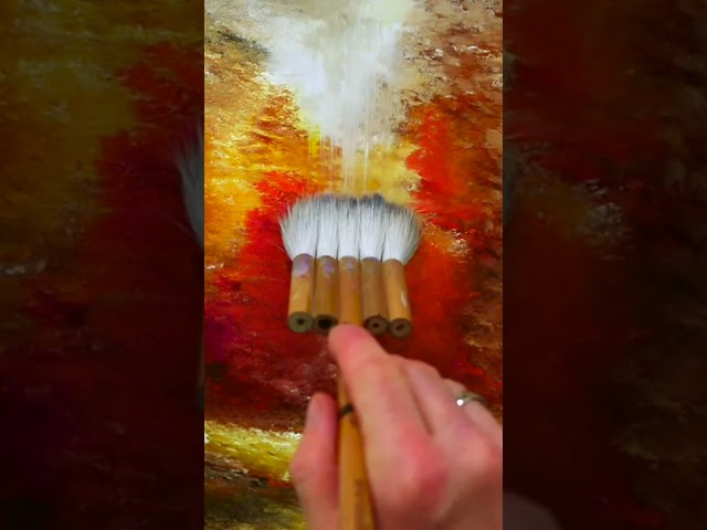 How to paint Autumn Path Oval Brush Art Landscape Painting #acrylicpainting #landscapeart