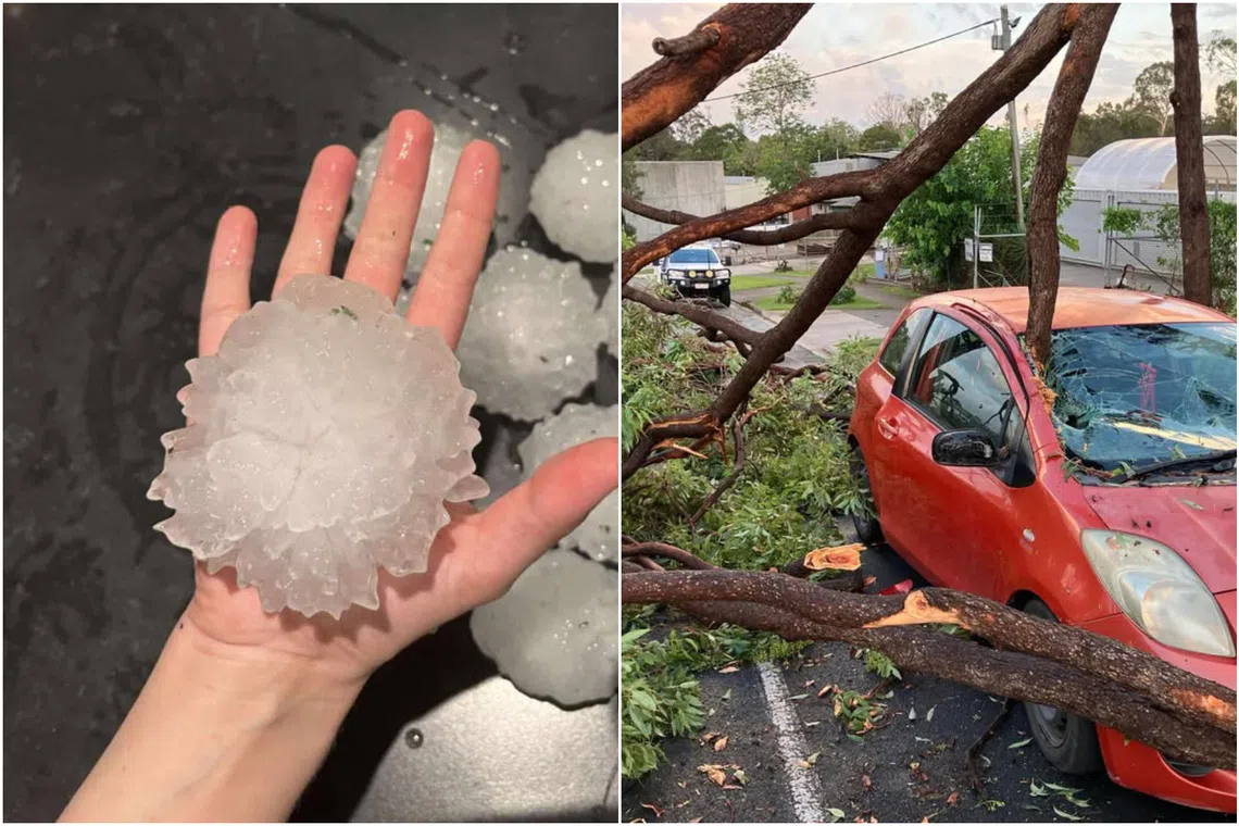 Giant hail hits parts of Australia’s east in wild spring storm