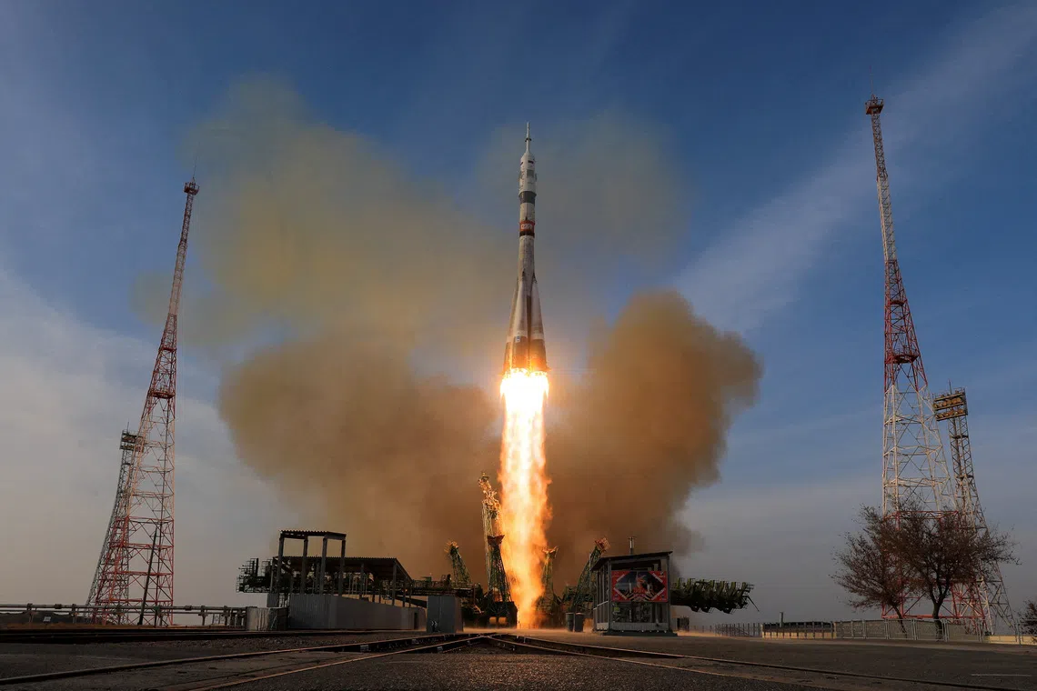 Soyuz spacecraft blasts off for International Space Station with Russian and American crew