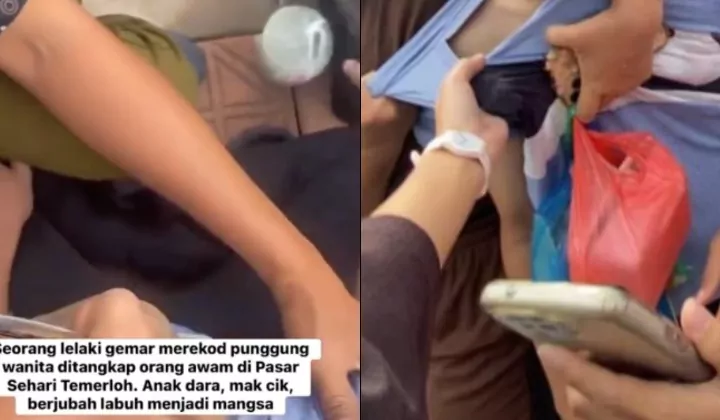[Watch] Civil Servant Caught Secretly Filming Woman At Temerloh Market