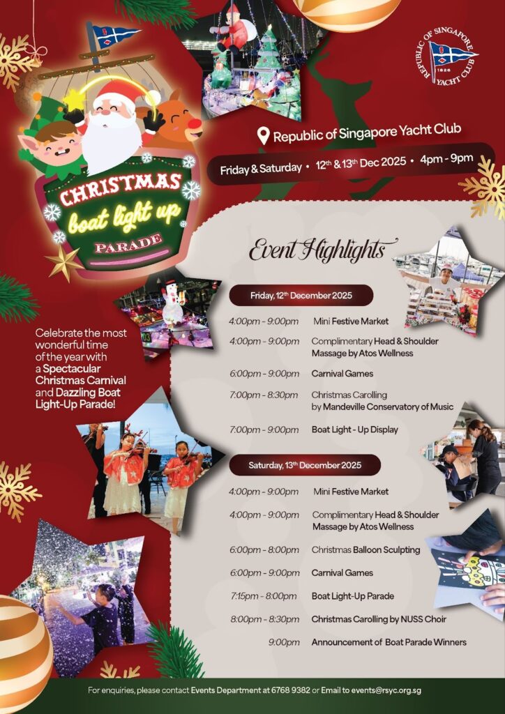 Skip the Christmas markets and head down to enjoy RSYC’s whimsical weekend with a dazzling boat parade, bazaar, and live musical performances