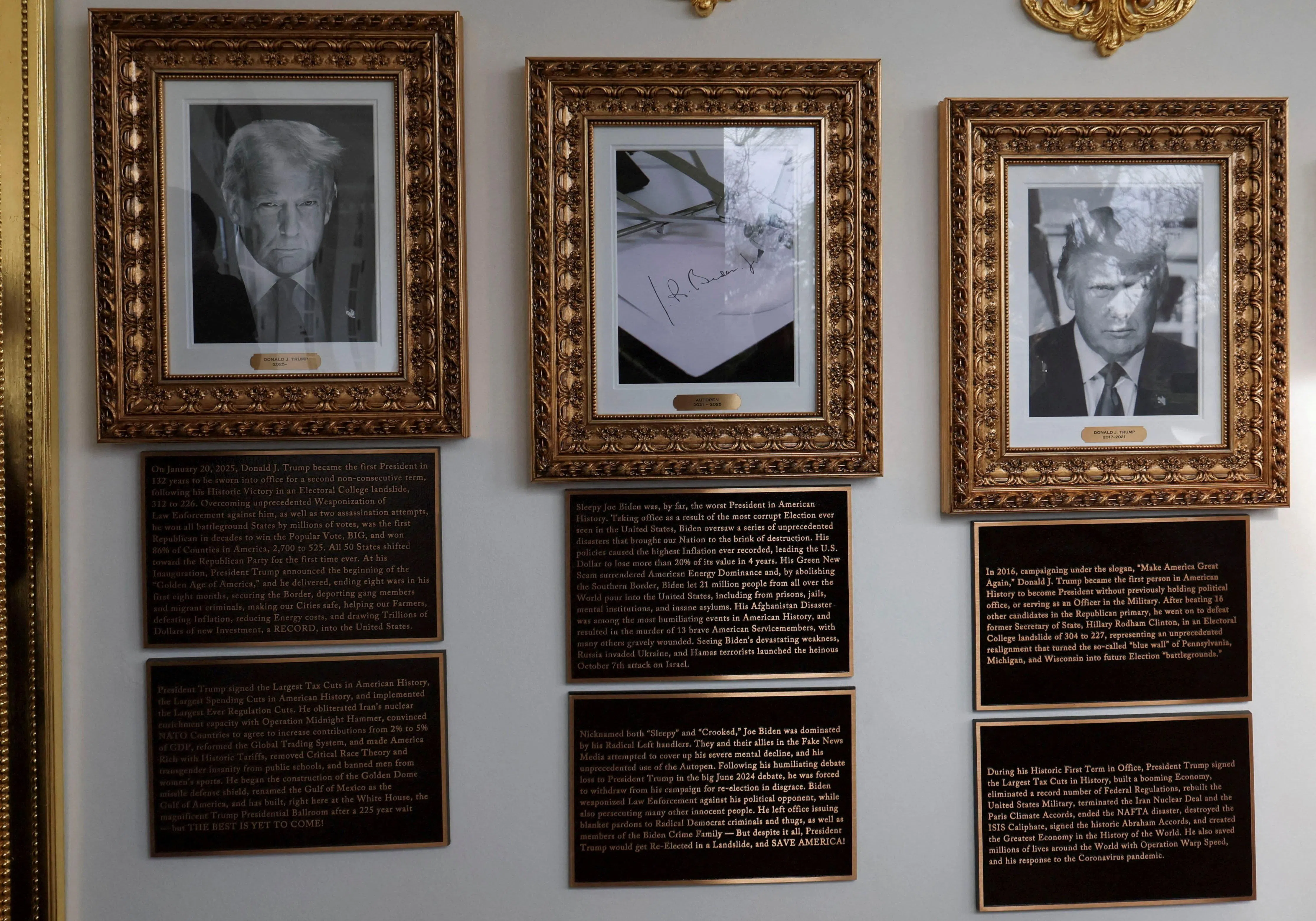 New White House plaques attack Trump’s Democratic predecessors, Bush