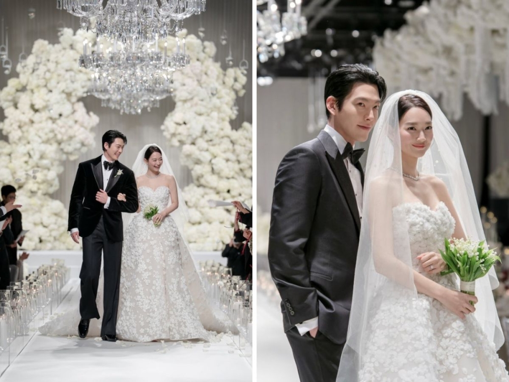 Shin Min-a and Kim Woo-bin look radiant in newly-released wedding photos