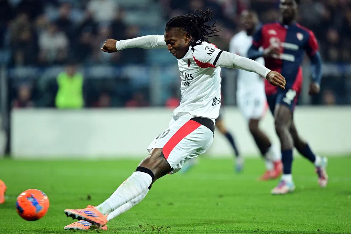 Leao goal earns Milan top spot after win at Cagliari