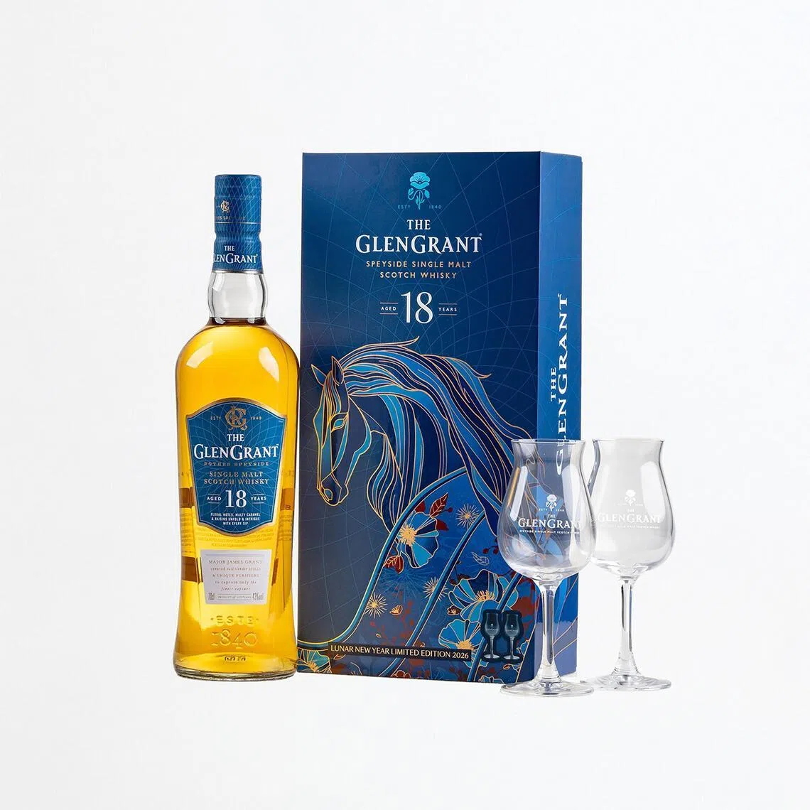 Mahjong sets and horse-themed packaging for Chinese New Year alcohol promotions