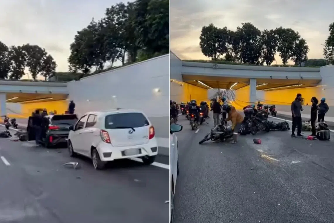 Three taken to hospital after 8-vehicle pile-up on AYE