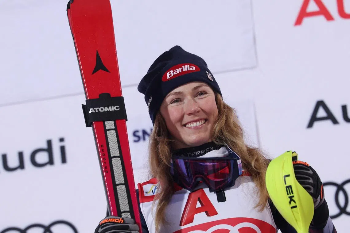 Alpine skiing-Shiffrin wins Flachau slalom in U.S. one-two with Moltzan