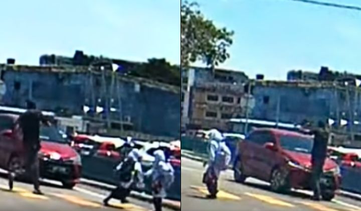 [Watch] Man Jumps In Front Of Car To Shield Schoolchildren From Being Run Over In Port Dickson