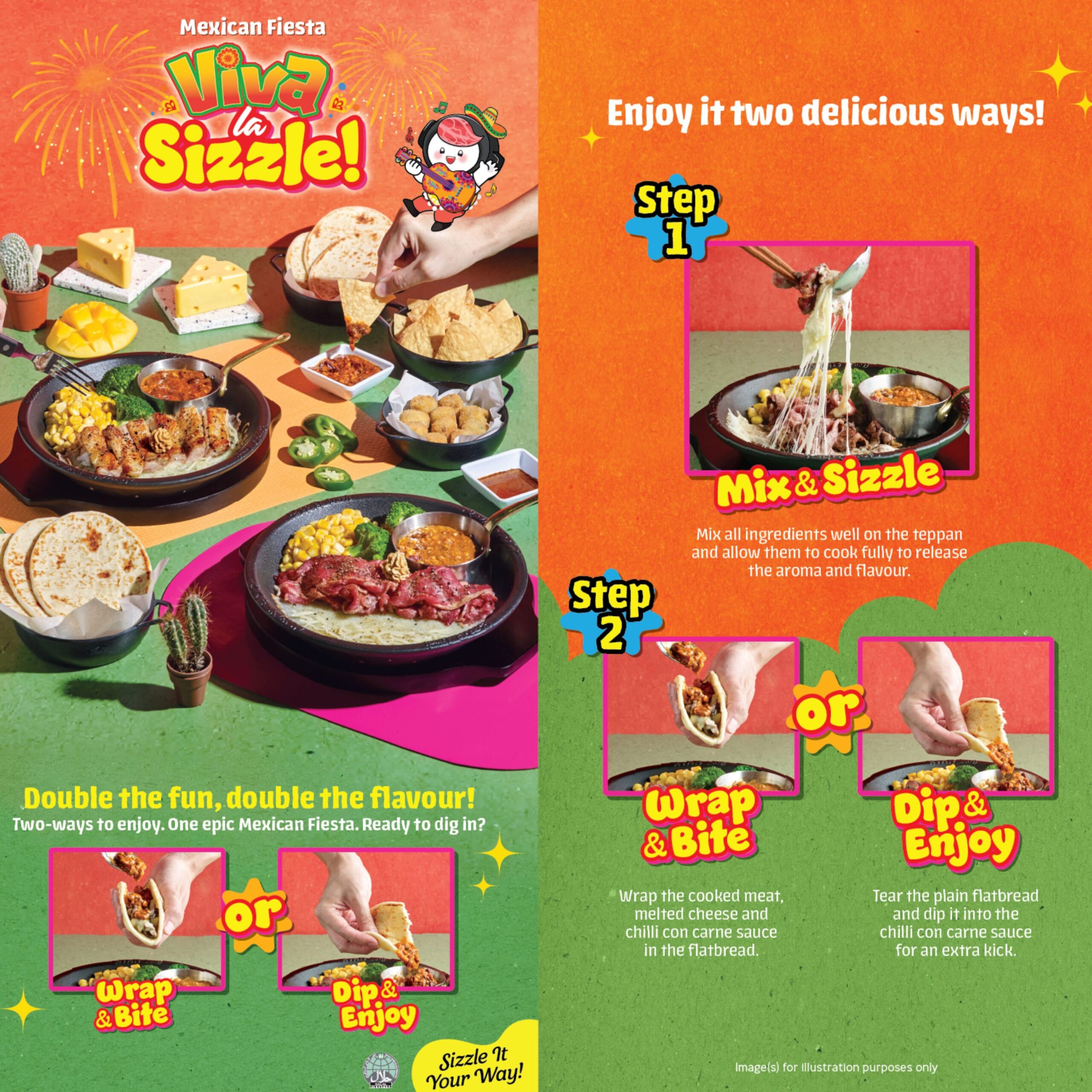Pepper Lunch has just launched its new Viva la Sizzle Mexican Fiesta menu, the Mexican Chilli Con Carne flat wrap!