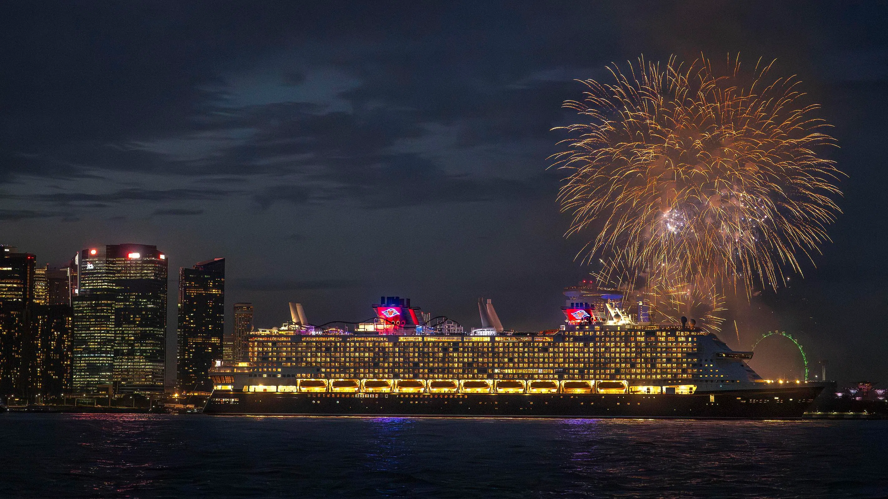 Actor Robert Downey Jr christens Disney Adventure cruise ship at Marina Bay Cruise Centre