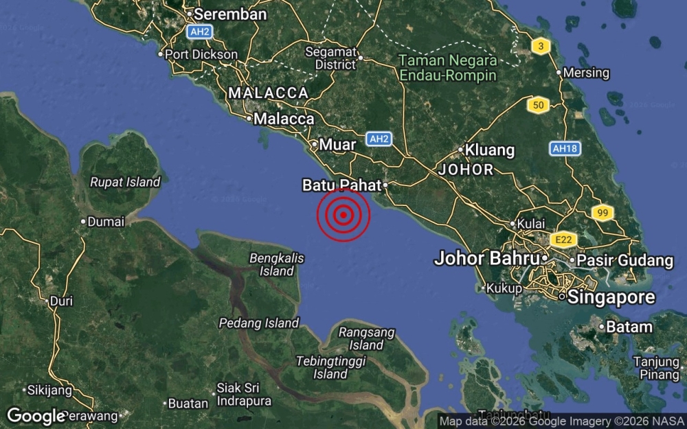 MetMalaysia: Weak 3.2-magnitude earthquake detected in Batu Pahat waters